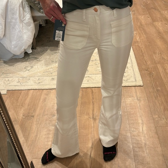 NWT White wide leg pocket flare high waist full length 00 24 - Picture 3 of 7